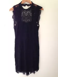 NWT Free People Short Black Crochet Lace Daydream Bodycon Slip Dress S $138 - Imagen 1 de 12