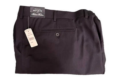 Brooks Brothers Netjets Men’s Dress Pants 48x32 Black Work Slacks Button Zip NWT - Image 1 of 4