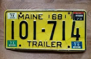 1968 Maine Anhänger Kennzeichen #101-714 Sammler/Dekor schwarz auf gelb - Bild 1 von 2