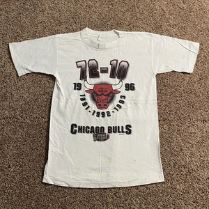 Camisa De Colección Chicago Bulls Para Hombres Pequeña NBA Baloncesto 72-10 Finales Años 90 Puntada Única - Imagen 1 de 8