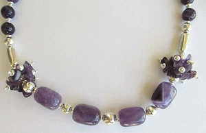 0,925 Sterling Silber Halskette & echter Amethyst 3,14 oz (89 g) Taxco, Mexiko - Bild 1 von 12
