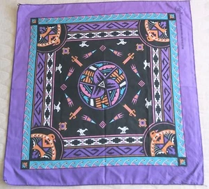 Bandana vintage azteca nativa sud-ovest 21" viola Phoenix Bird Hav-A-Hank Do Rag - Foto 1 di 7