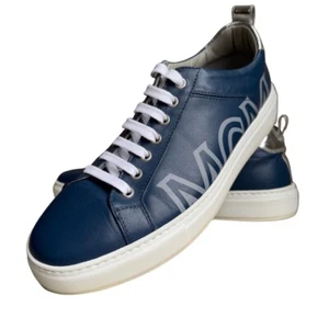 Zapatilla deportiva MCM de cuero azul para hombre con ribete plateado 42/US 9 - Imagen 1 de 11