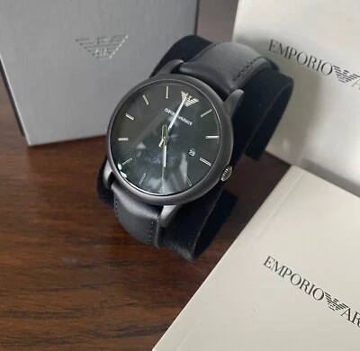 Reloj Emporio Armani Hombre Clásico Correa Cuero Negro y Silicona AR1973 Foto 1 de 4