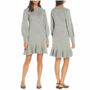 Eliza J graues Pulloverkleid mit Ballonärmeln 9221 - SMALL Gr. S - Langarm NEU - Bild 1 von 9