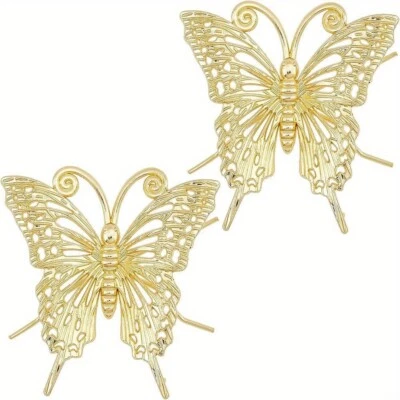 Estatuilla de mariposa dorada 3D 2 piezas 70x65x34 mm metal macizo Foto 1 de 4