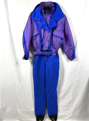 De Colección Traje de Esquí Tirolla Para Mujer 6 Una Pieza Traje de Nieve Retro Nieve Babero Púrpura Años 90 Retro Foto 1 de 4
