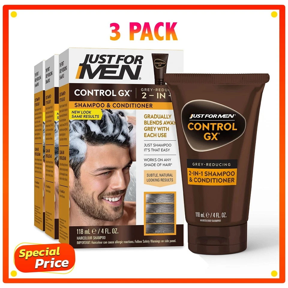 Just For Men CONTROL GX Gris Reductor 2 en 1 4 OZ (paquete de 3) Foto 1 de 4