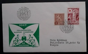 1960 Finland Youth Congress Cover ties 2 Stamps cd Helsinki to Puijonkatu - Picture 1 of 2
