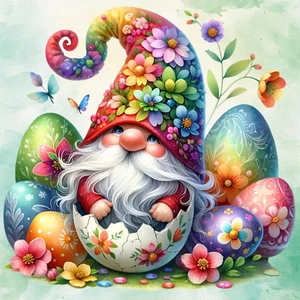 Gnome Diamond Painting Kit for Adults, Easter Diamond Art for Beginners, 5D Full - Picture 1 of 7