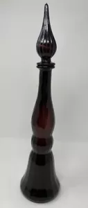 1960’s EMPOLI Italy 18.5" Genie Bottle with Stopper - Dark Purple - Bell Shaped - Picture 1 of 12
