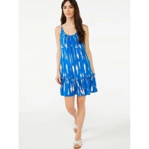 Scoop Women's Sleeveless Cami Ruffle Mini Sundress, Blue, Medium (8-10) - Picture 1 of 6