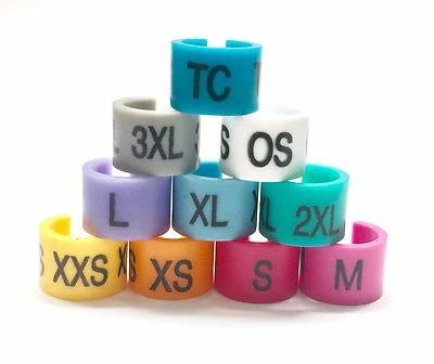 DISCOUNT SIZING (NEW) 100 Colored Hanger Sizer Garment Markers XXS-3XL Plastic Size Marker Tags