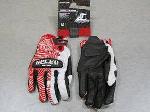 SPEED AND STRENGTH THROTTLE BODY GLOVE LEATHER/TEXTILE RED/WHITE MEDIUM - Picture 1 of 2