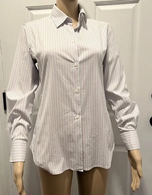 Blusa Loro Piana listrada algodão com botões tamanho 42 - Imagem 1 de 4