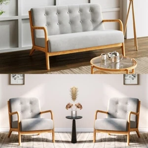 Wooden Frame Armchair Couch Settee 2 Seater Sofa Loveseat for Small Living Room - Picture 1 of 66