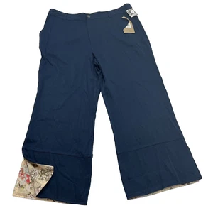 Frye and Co Hose Damen L indigoblau weites Bein Schlitz Boho Blumen gefüttert Neu mit Etikett $ 90 - Bild 1 von 15