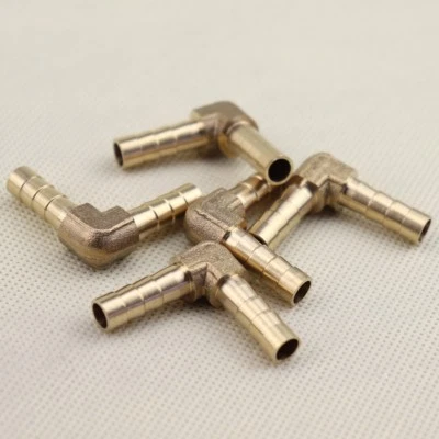 Brass Barbed Tube Pipe Fitting Hose Barb Elbow 90 Degree (1/4" x 1/4") 5Pcs NEW - Image 1 of 4