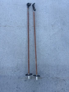 Vintage Trak Bamboo Wood  Cross Country Ski Poles MCM Cabin Decor Man Cave 57” - Picture 1 of 9