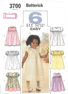 Butterick Sewing Pattern 3700 Toddlers Dress in Six Style Variations Size: T1-T4 - Picture 1 of 2