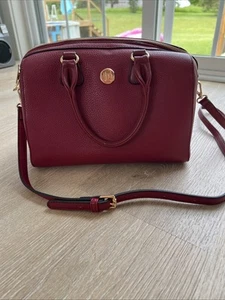 Jessica Moore Satchel Bag Pebble Texture Berry Burgundy Color - Picture 1 of 13