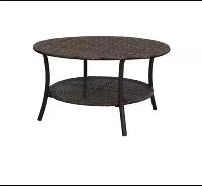 New Stywell  32" Woven  Patio Coffee Table in Brown 32”dia/18” H , All Weather - Image 1 of 4