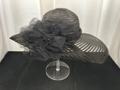 David Cohen (?) DE COLECCIÓN NUEVO CON ETIQUETAS Sombrero de ala ancha negro para mujer Church/Derby Foto 1 de 4