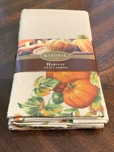 Bardwil Linens Harvest Servietten Stoff Stoff Herbst Kürbisse 4er Set - Bild 1 von 5