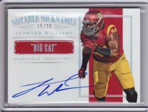 2015 National Treasures Multi Sport Leonard Williams Nicknames Big Cat USC 15/25