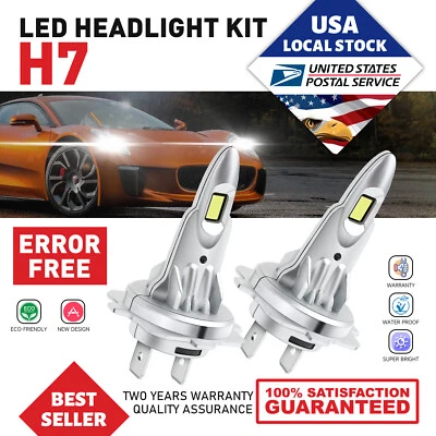 2 X H7 LED Headlight CANbus Bulbs Kit High/Low Beam For Audi A6 1999-2002 2014 - Imagem 1 de 4
