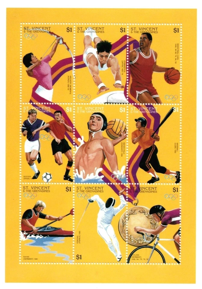 St. Vincent 1996 SC# 2321 Olympic Games, Sport, Soccer - Sheet of 9 Stamps - MNH - Image 1 of 1