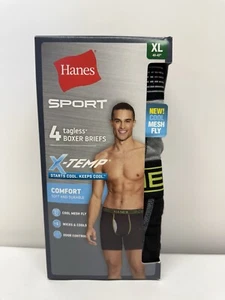 Mens XL Hanes Boxer Briefs Sport 4-Pack Tagless X-Temp Cool Soft Underwear - Picture 1 of 3