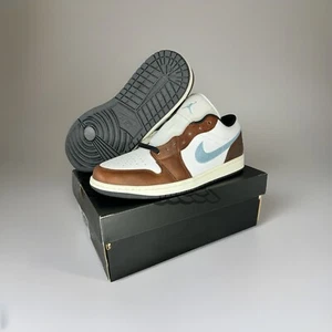 Nike Air Jordan Retro 1 Low White Blue Grey Brown FQ7832-142 Men's Size 10 - Picture 1 of 7