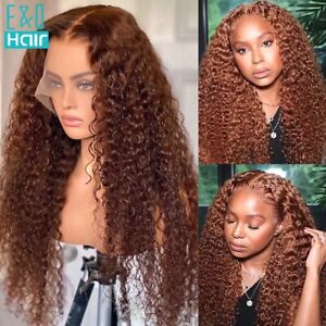 Ginger Brown Curly Lace Front Wig 13x4 HD Brazilian Hair Pre Plucked Lace Wig
