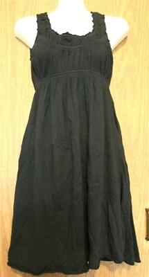 energie хлопок черный эластичный груди/талии плиссированные/расклешенный бак короткое платье S # - Изображение 1 из 4