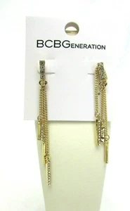 BCBGeneration BCBG Jewelry Gold Tone Chain Link Rhinestone Earrings 42076 - Picture 1 of 4