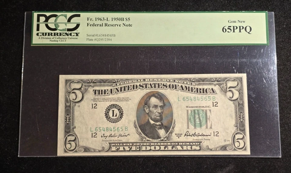 1950 B $5 FRN PCGS 65PPQ Fr. 1963-L Federal Reserve Note - Image 1 of 2
