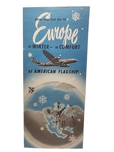 1940's American Air Lines Flagship Route Maps of Europe Brochure Winter RRP633 - Picture 1 of 4