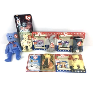 TY Beanie Baby Plush Lot of 6 Righty Lefty Libearty Spangle USA Bears McDonalds - Picture 1 of 8