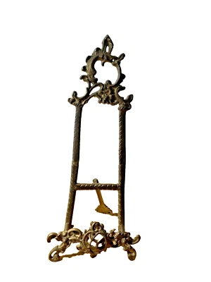 Caballete de mesa ornamentado de latón fundido vintage 14,5 soporte para cuadros estilo victoriano fundido Foto 1 de 4