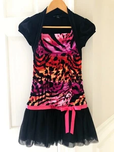 IZ Byer California Girl's Short Sleeve Formal Party Black Pink Bolero Dress Sz12 - Picture 1 of 3