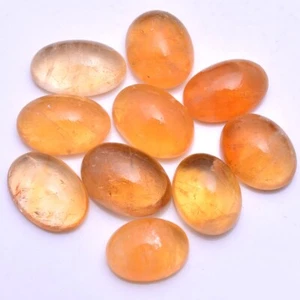 10 Pcs Natural Citrine Oval Cabochon 14.43mm-16.75mm Untreated Loose Gemstones - Picture 1 of 4
