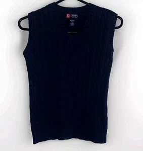 Chaps Boys Navy Blue Cable Knit Sleeveless Vest Size M 10-12 Classy School - Picture 1 of 4