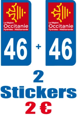 SAFIRMES 2-STICKERS-PLAQUE-AUTO-IMMATRICULATION-DEPARTEMENT-LOGO 46