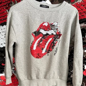 The Rolling Stones Sequins Rare Licensed Sweatshirt Girls 13 / 14 - Picture 1 of 4