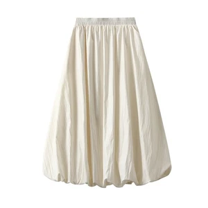Damen Kunstleder Retro Puffy Rock Midi A-Linie Halb Kleid mit Tasche Freizeit - Bild 1 von 10