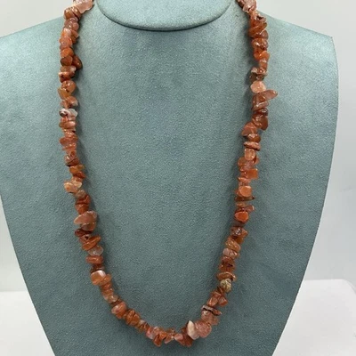 Collar Cornalina Cuentas Piedras Preciosas Acero Inoxidable 20" Largo Foto 1 de 4