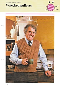 Original Knitting Pattern - Men's Chunky Casual V Neck Sweater Sleeveless - Picture 1 of 1