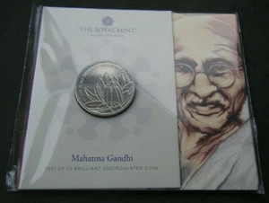 Mahatma Gandhi 2021 Reino Unido £5 Bu Moneda Real Como Nuevo Paquete Sellado - En Stock - Imagen 1 de 2
