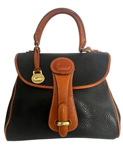 Vintage Dooney & Bourke Medium Essex Carrier Black Leather Tote Doctor Bag - Picture 1 of 16